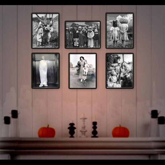 Vintage Halloween Costumes Scary Creepy Photos Wall Art Set of 6 Prints - Picture 1 of 8